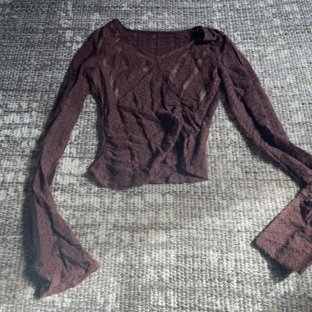 Brown eyelet top